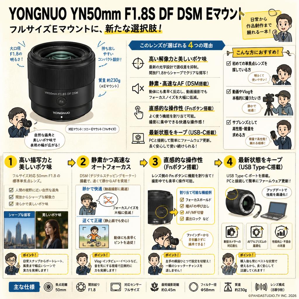 YONGNUO YN50mm F1.8S DF DSM  Eマウント 概要