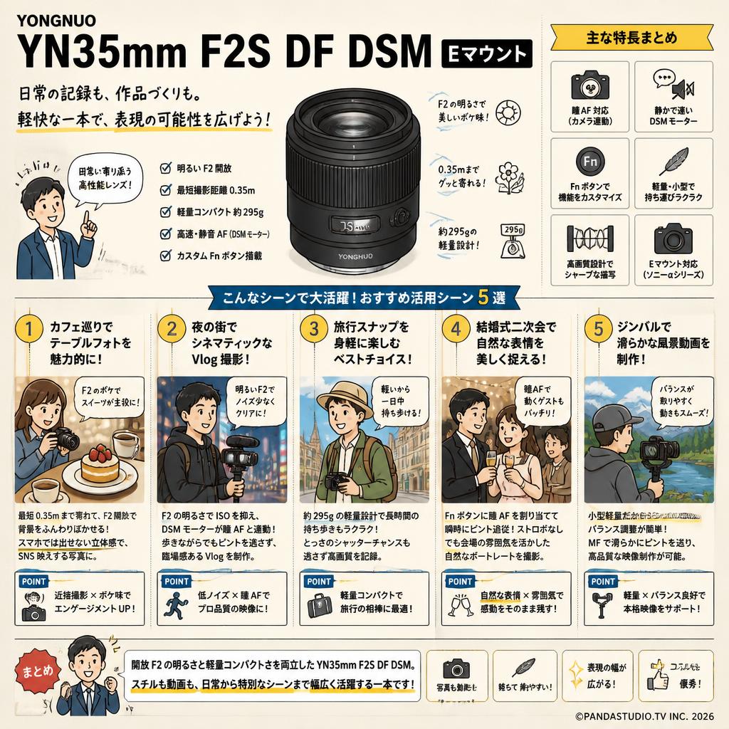 YONGNUO YN35mm F2S DF DSM  Eマウント 用途