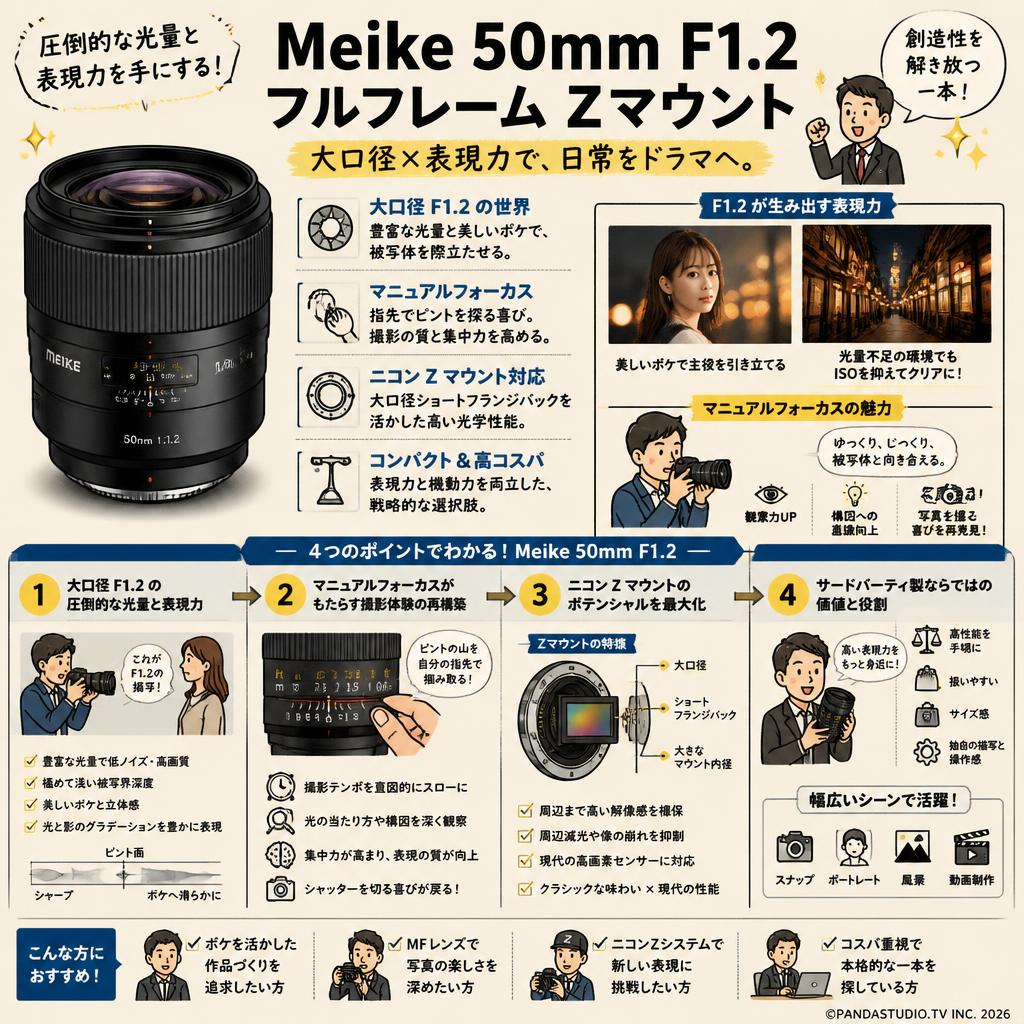 Meike 50mm F1.2 フルフレーム Zマウント 概要