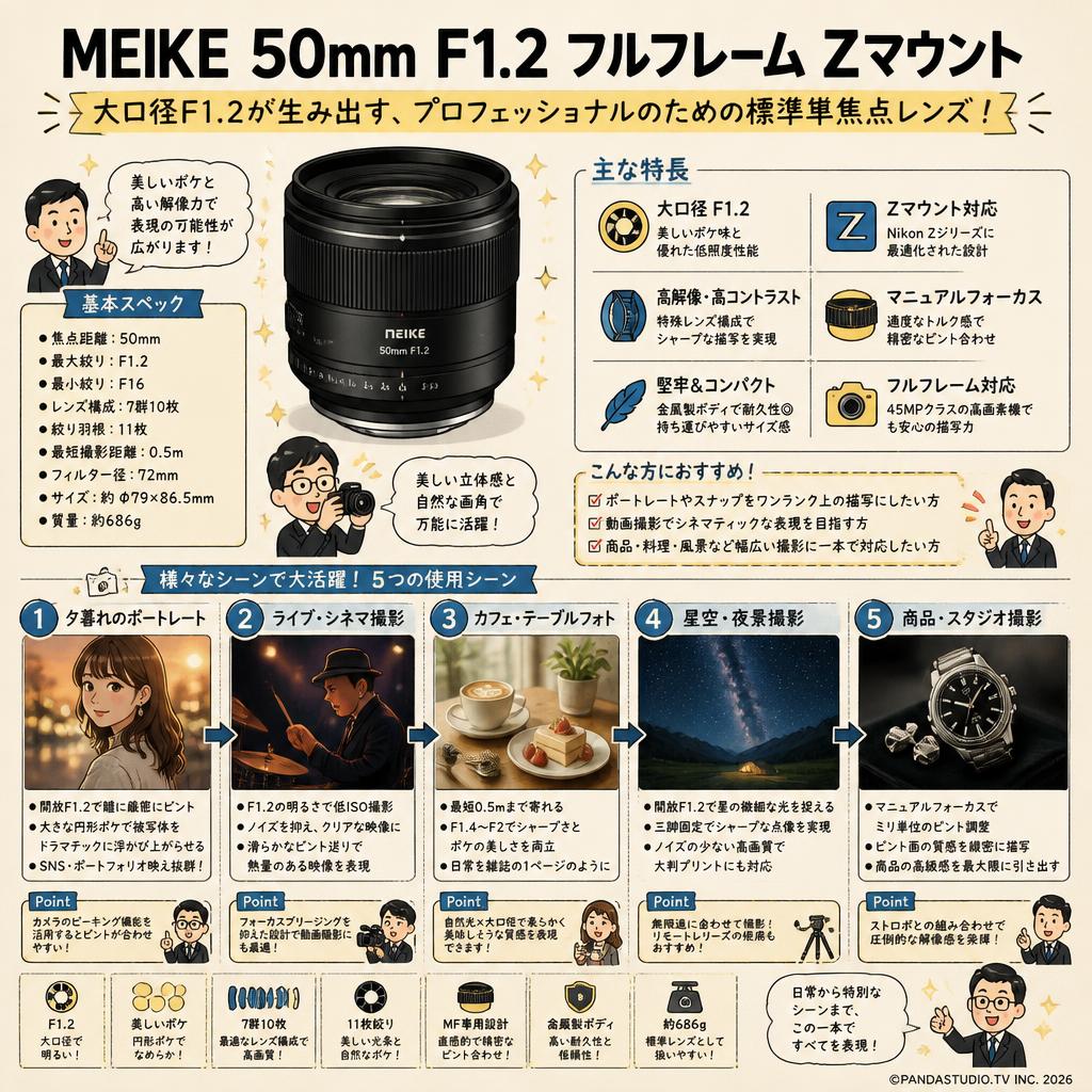 Meike 50mm F1.2 フルフレーム Zマウント 用途