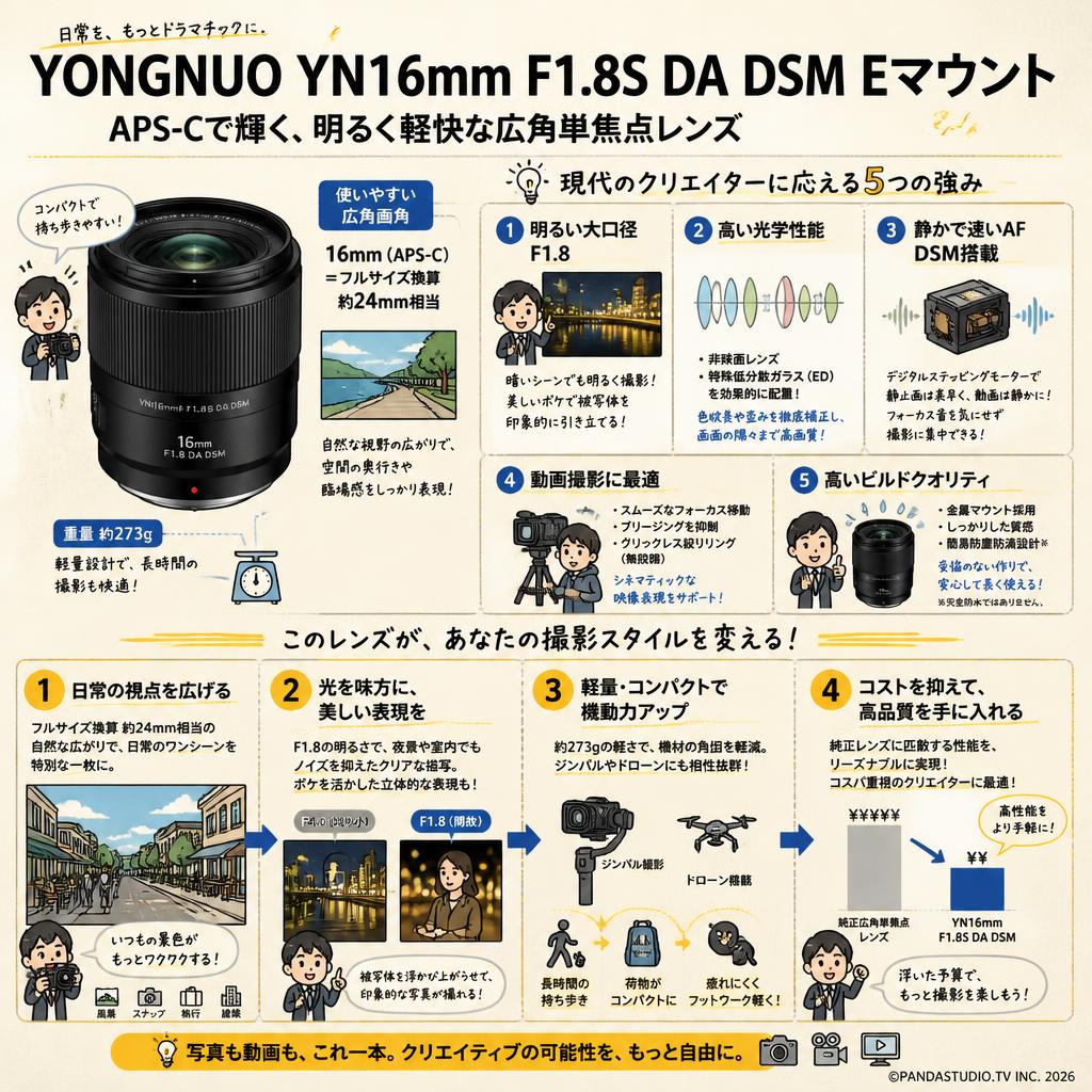 YONGNUO YN16mm F1.8S DA DSM Eマウント 概要