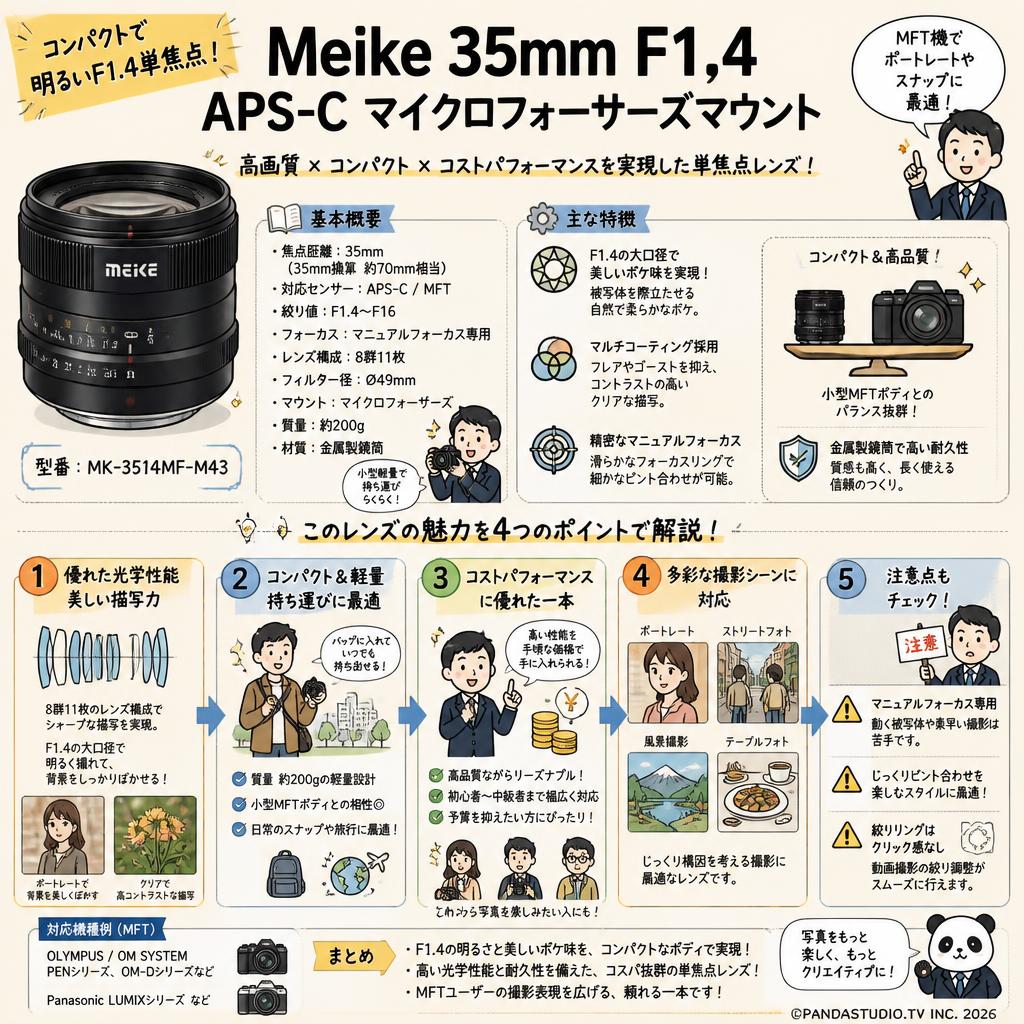 Meike 35mm F1.4 APS-C マイクロフォーサーズマウント 概要