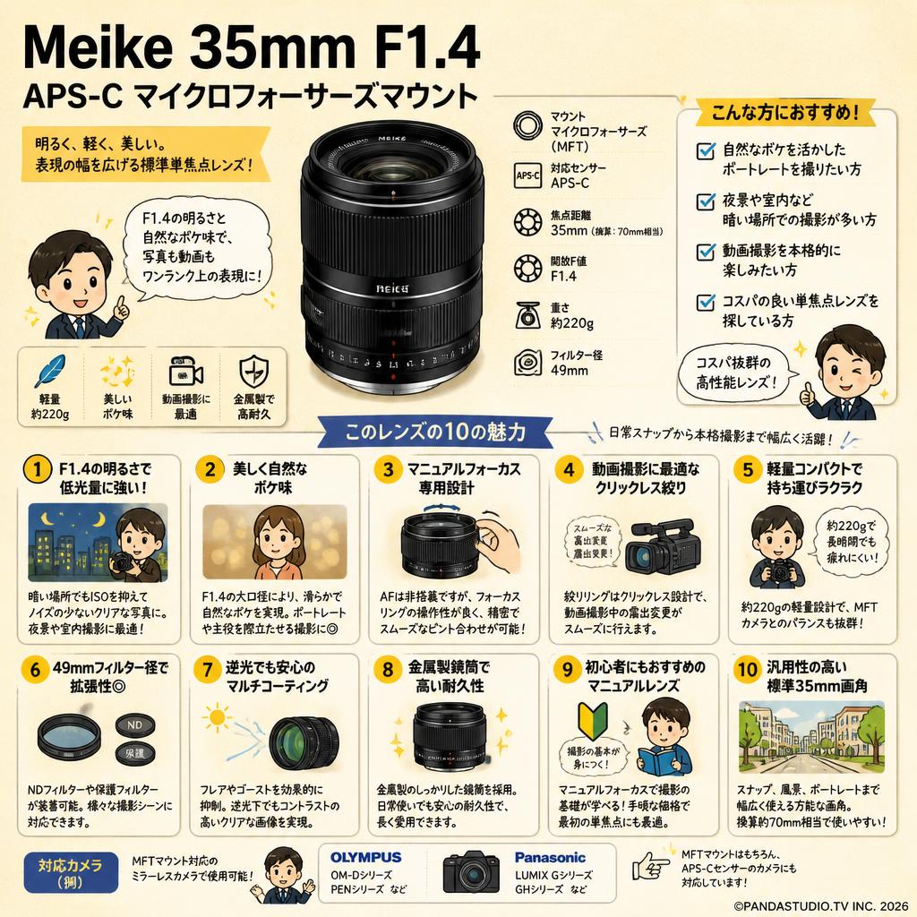 Meike 35mm F1.4 APS-C マイクロフォーサーズマウント FAQ（よくある質問と答え）