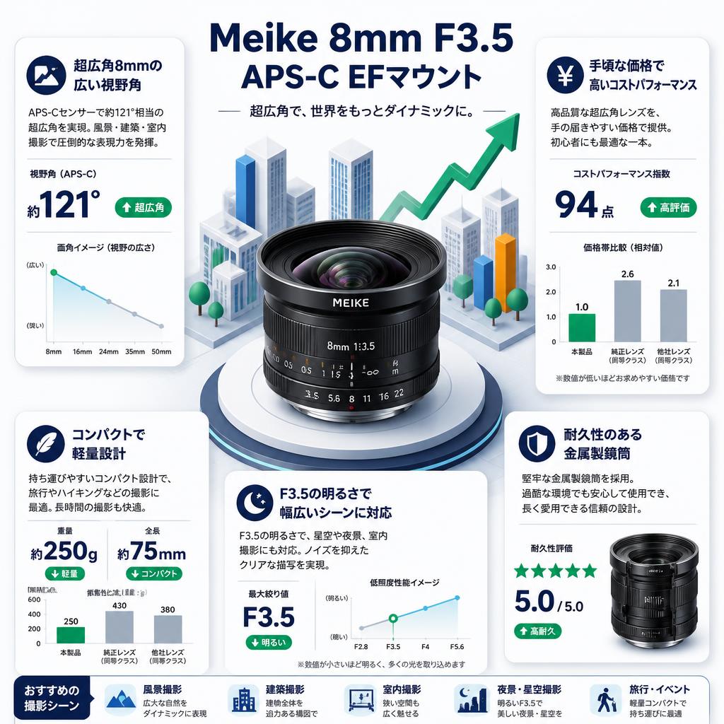 Meike 8mm F3.5 APS-C EFマウント セールスポイント