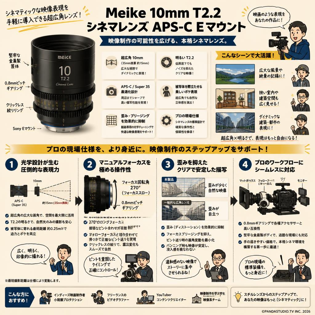 Meike 10mm T2.2 シネマレンズ APS-C Eマウント 概要