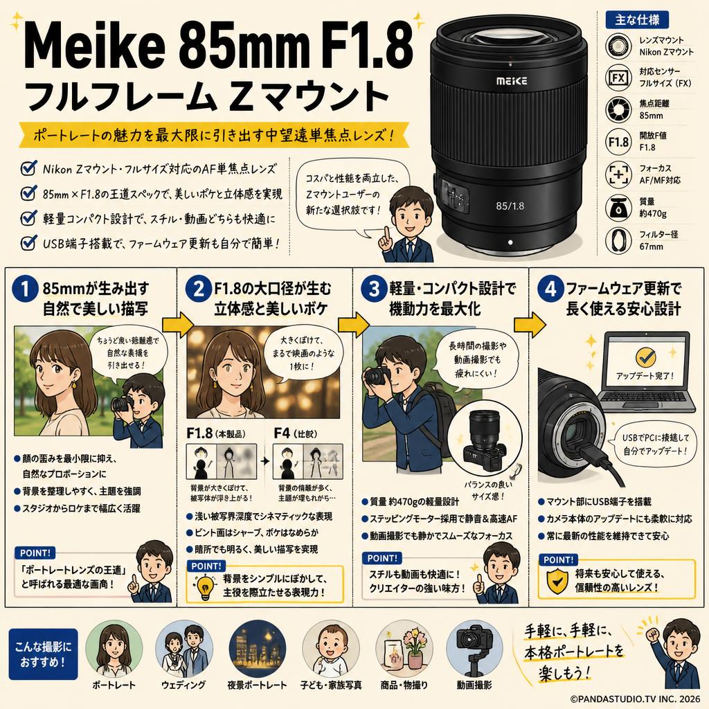 Meike 85mm F1.8 フルフレーム Zマウント 概要