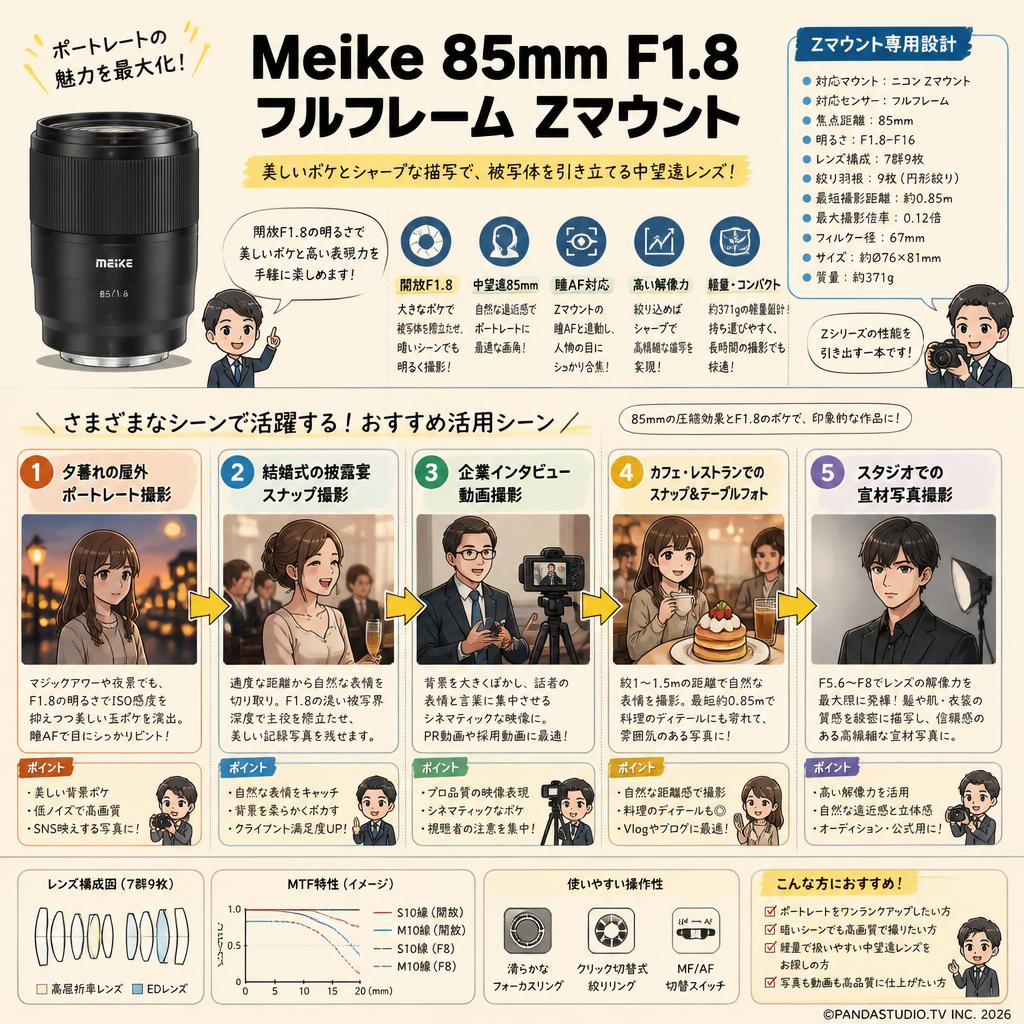 Meike 85mm F1.8 フルフレーム Zマウント 用途