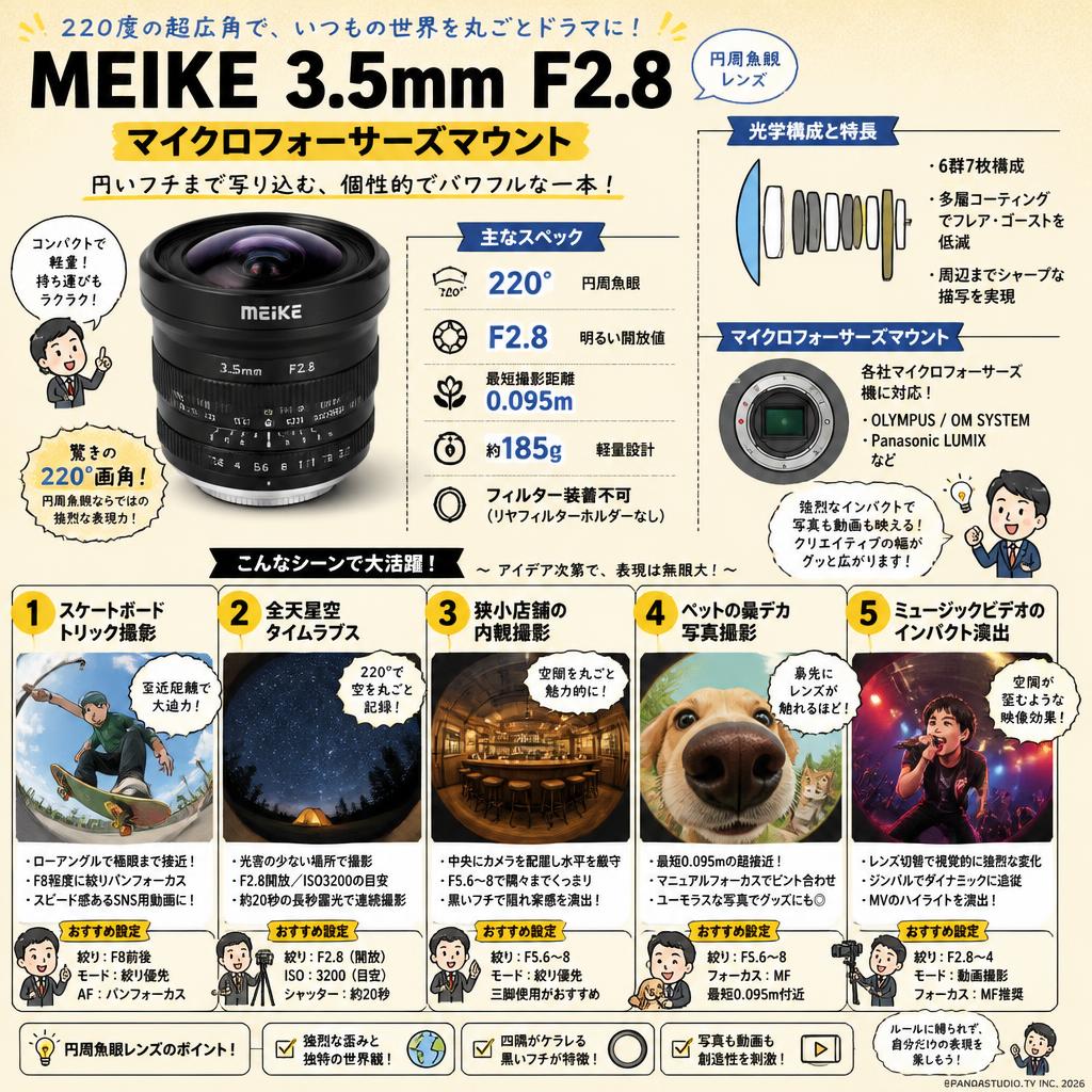 Meike 3.5mm F2.8 マイクロフォーサーズマウント 用途