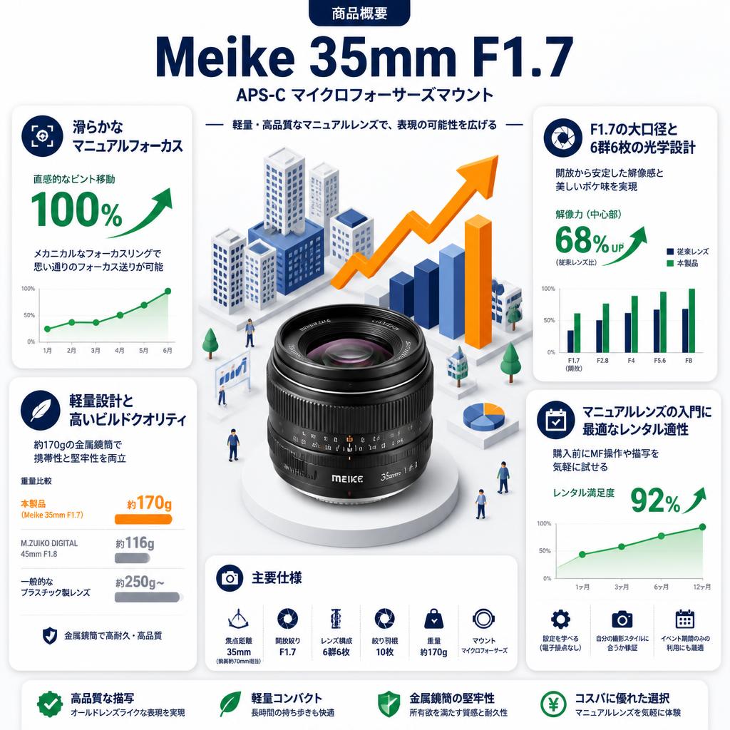 Meike 35mm F1.7 APS-C マイクロフォーサーズマウント セールスポイント