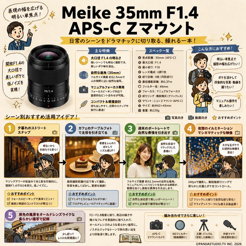 Meike 35mm F1.4 APS-C Zマウント 用途