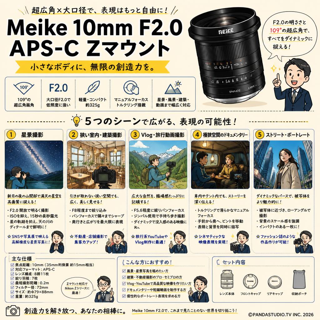 Meike 10mm F2.0 APS-C Zマウント 用途