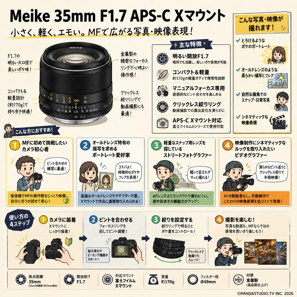 Meike 35mm F1.7 APS-C Xマウント おもな対象のお客様