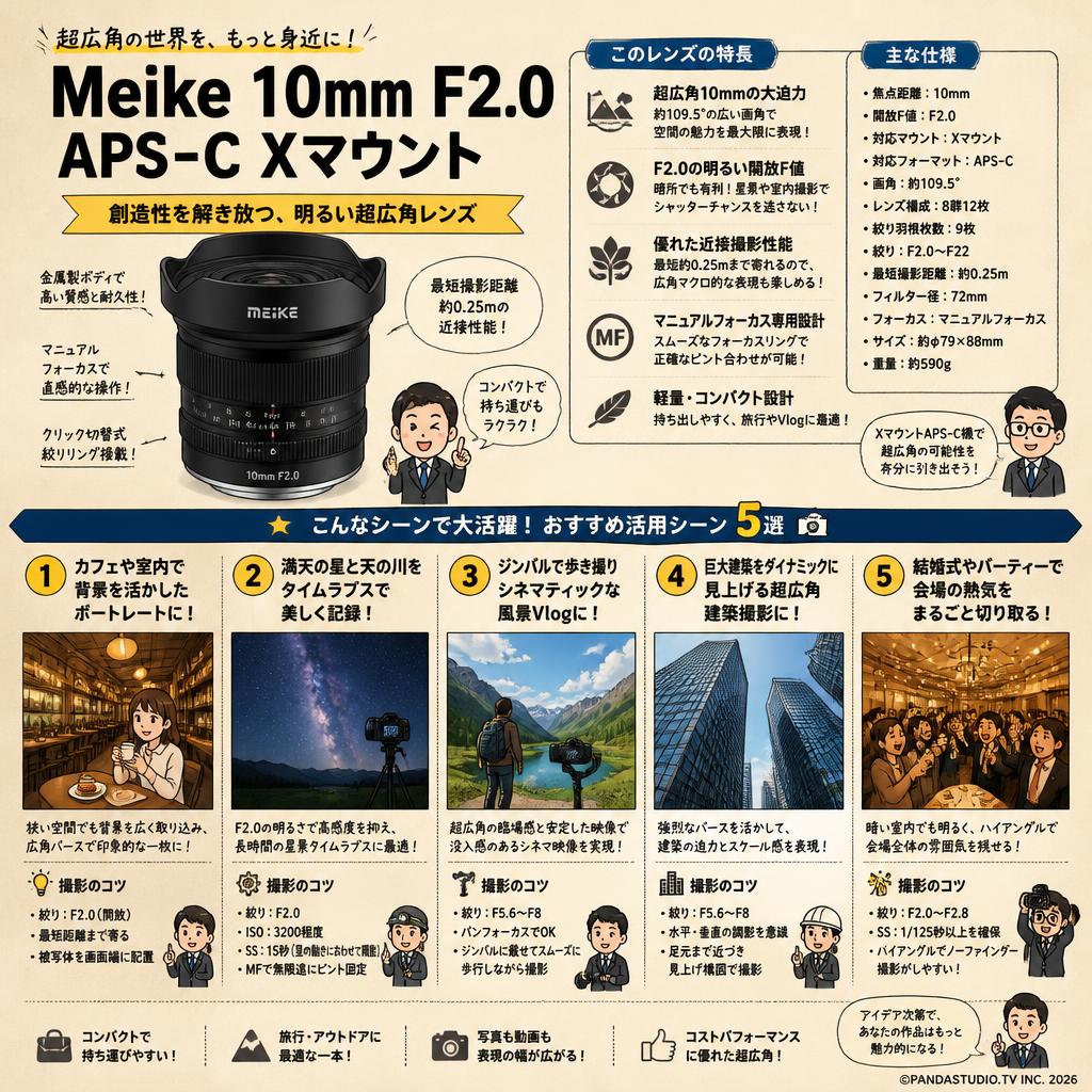 Meike 10mm F2.0 APS-C Xマウント 用途