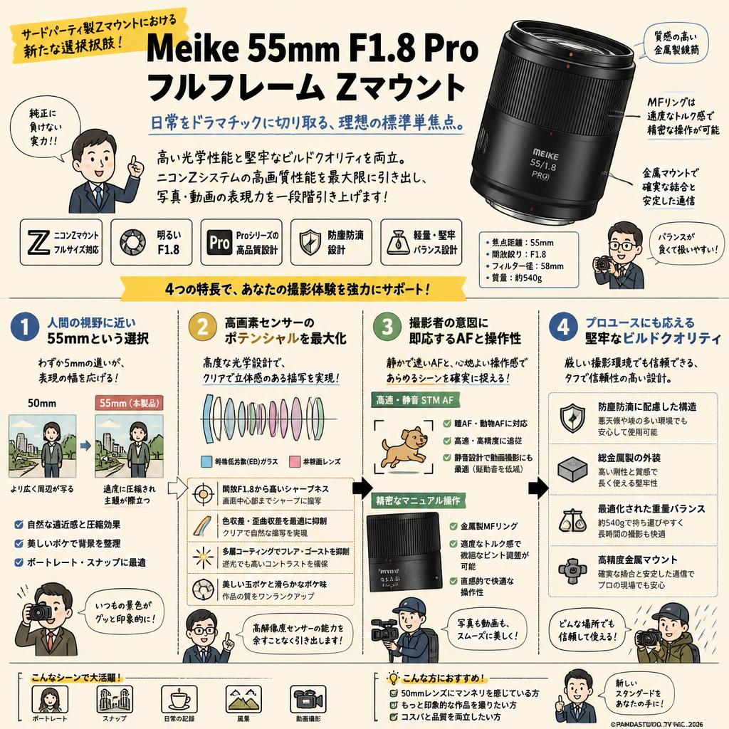 Meike 55mm F1.8 Pro フルフレーム Zマウント 概要