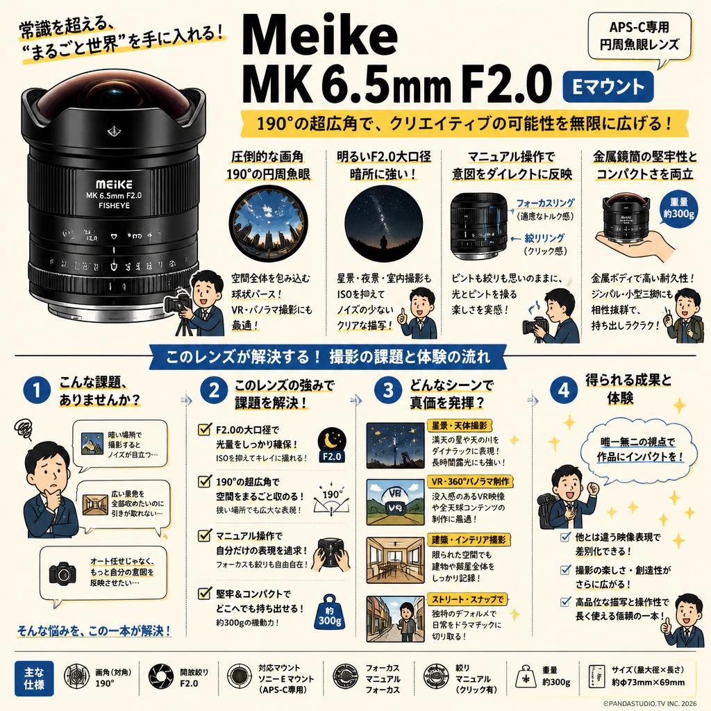 Meike MK 6.5mm F2.0 Eマウント 概要