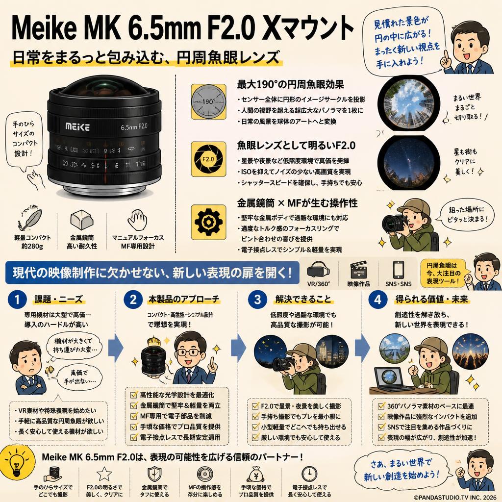 Meike MK 6.5mm F2.0 Xマウント 概要