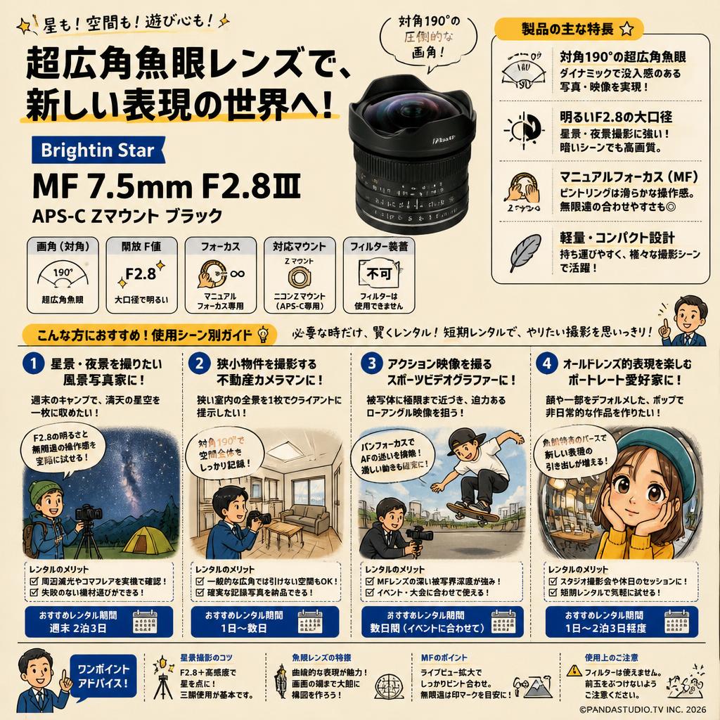 Brightin Star MF 7.5mm F2.8Ⅲ APS-C Zマウント ブラック おもな対象のお客様