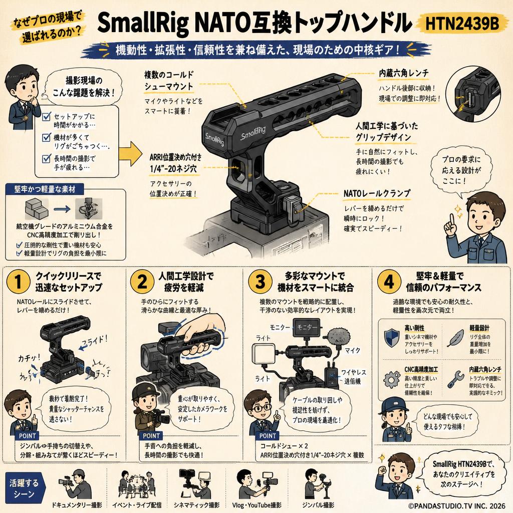 SmallRig NATO互換トップハンドル HTN2439B 概要