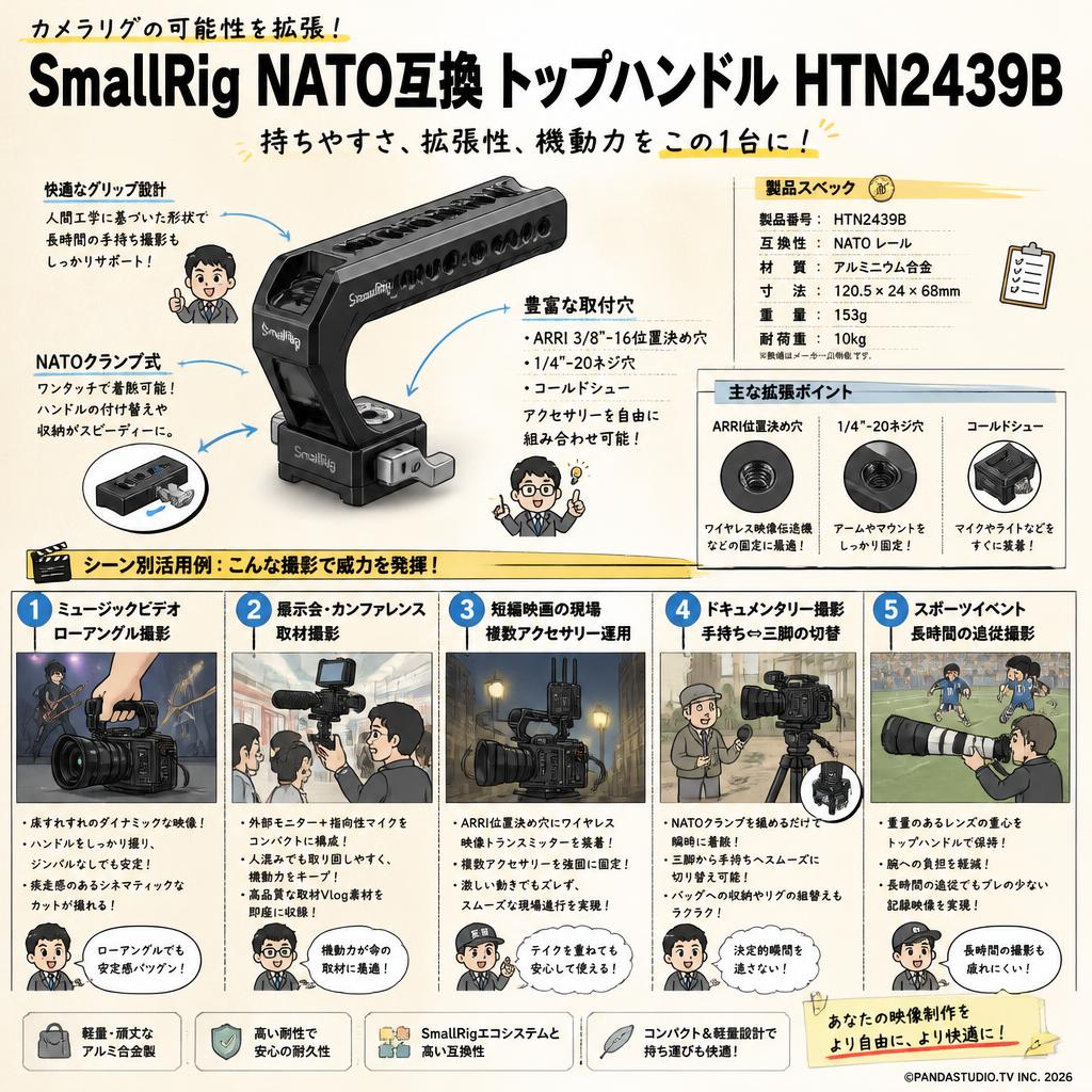SmallRig NATO互換トップハンドル HTN2439B 用途