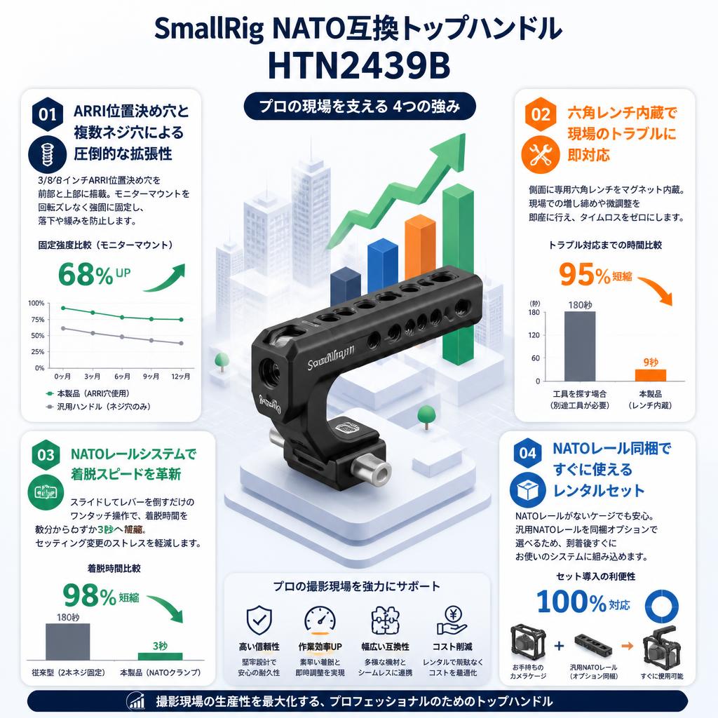SmallRig NATO互換トップハンドル HTN2439B セールスポイント