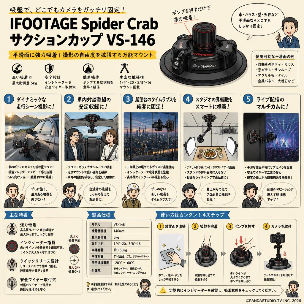 IFOOTAGE Spider Crab サクションカップ VS-146 用途