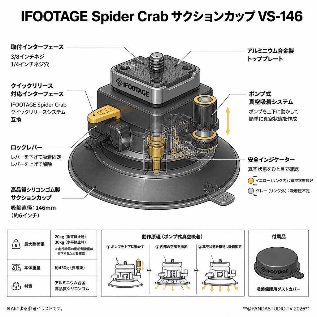 IFOOTAGE Spider Crab サクションカップ VS-146 スペック