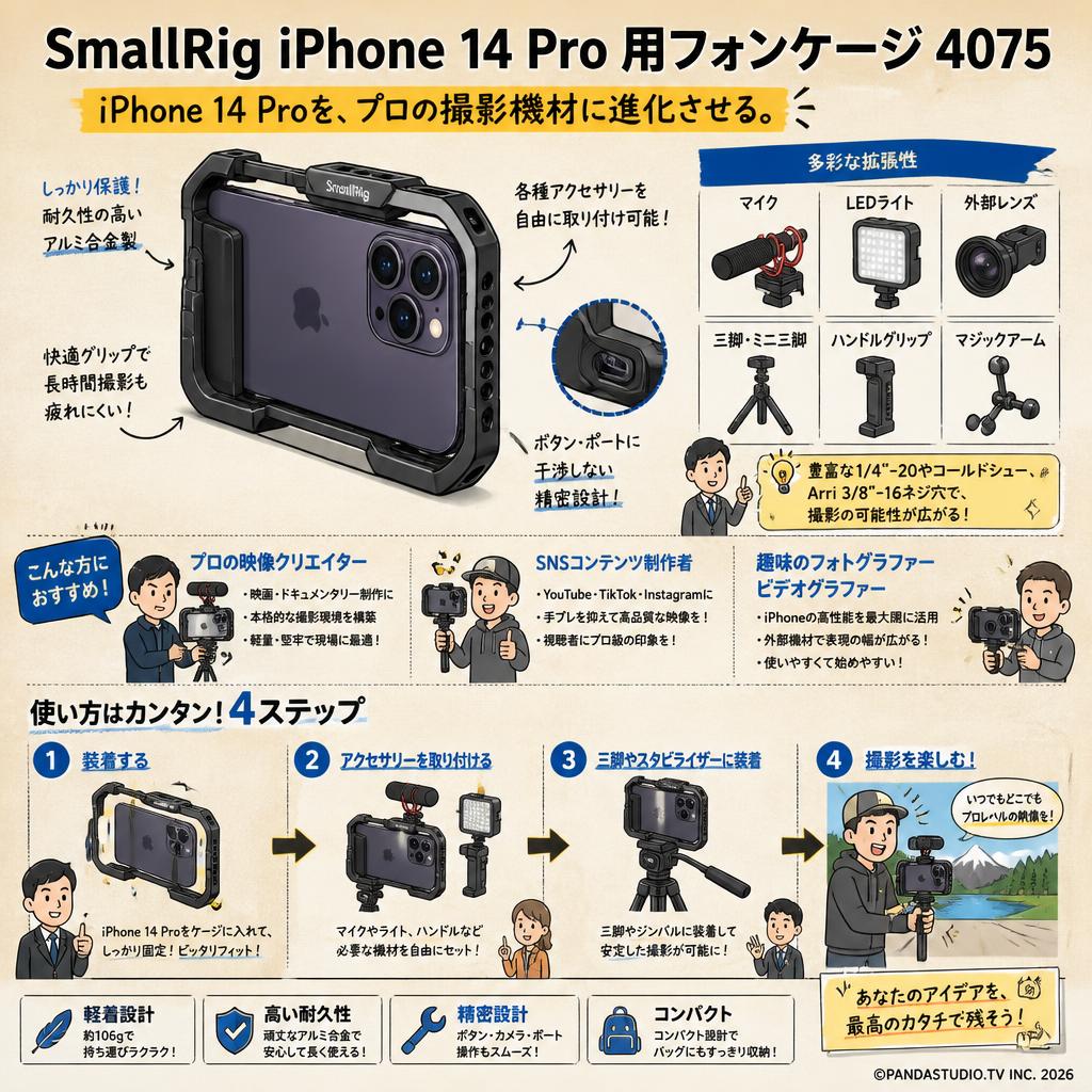 SmallRig iPhone 14 Pro 用フォンケージ 4075 おもな対象のお客様