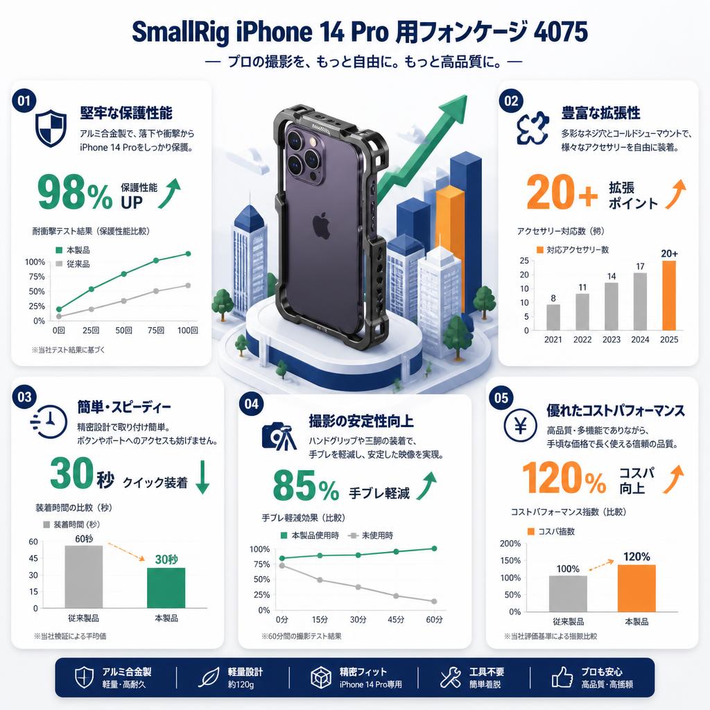 SmallRig iPhone 14 Pro 用フォンケージ 4075 セールスポイント
