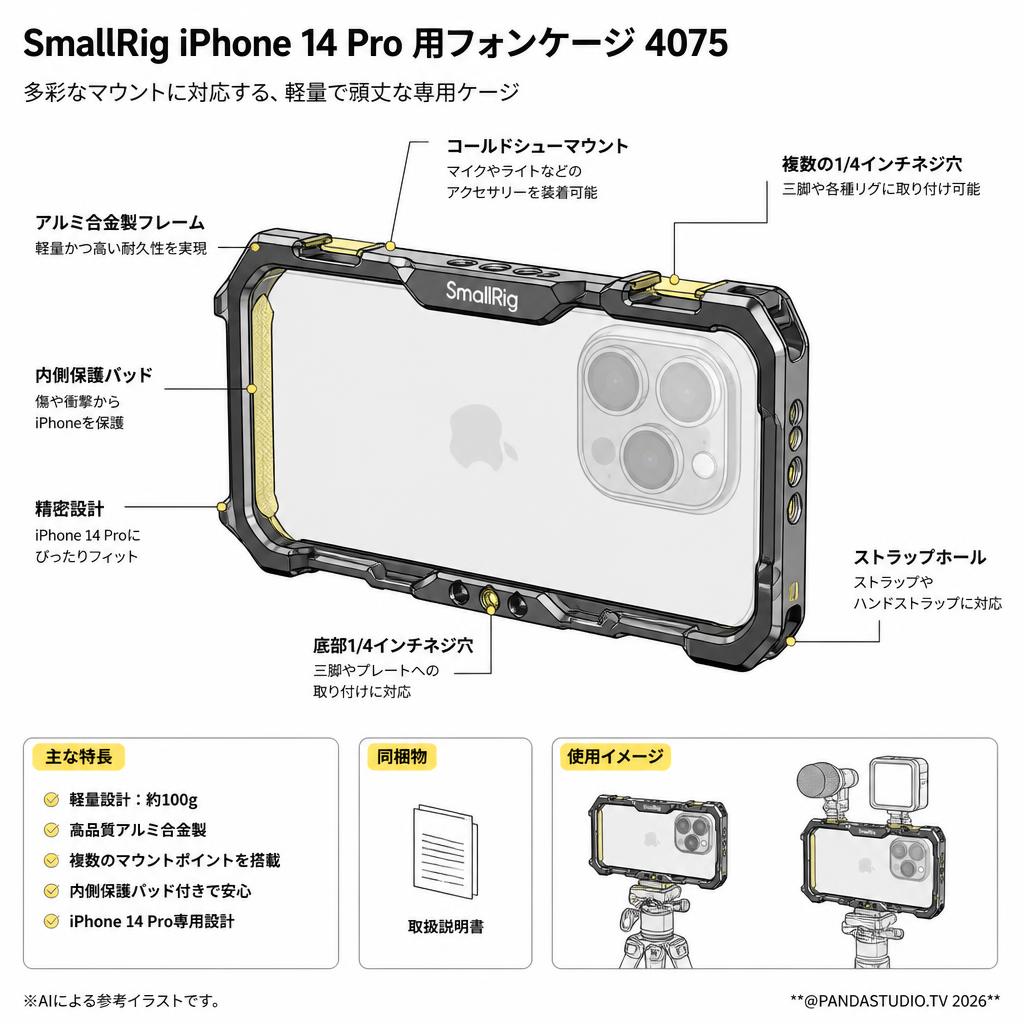 SmallRig iPhone 14 Pro 用フォンケージ 4075 スペック