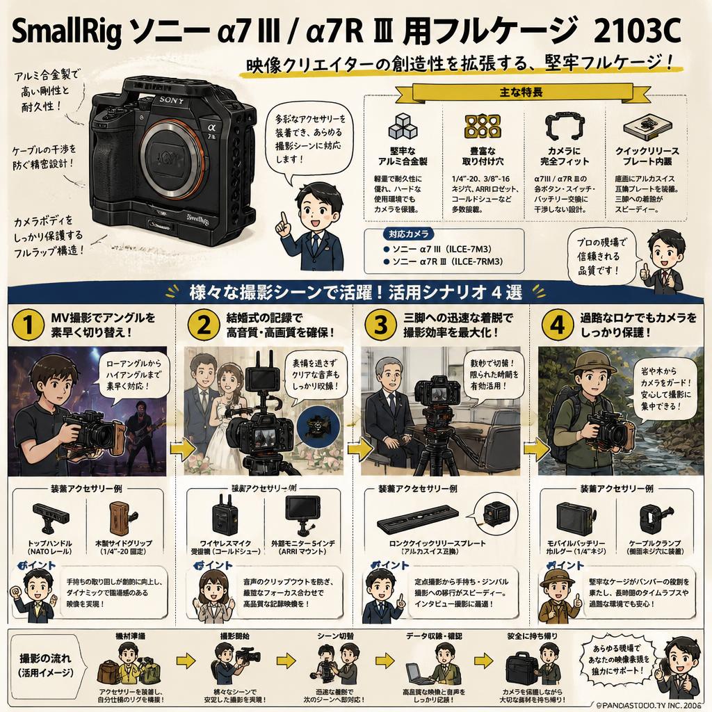 SmallRig Sony α7 III / α7R Ⅲ 用フルケージ 2103C 用途