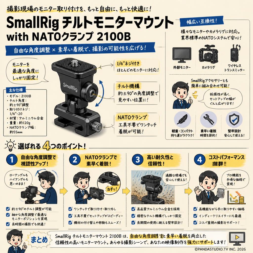 SmallRig Tilt Monitor Mount with NATO Clamp 	2100B 概要