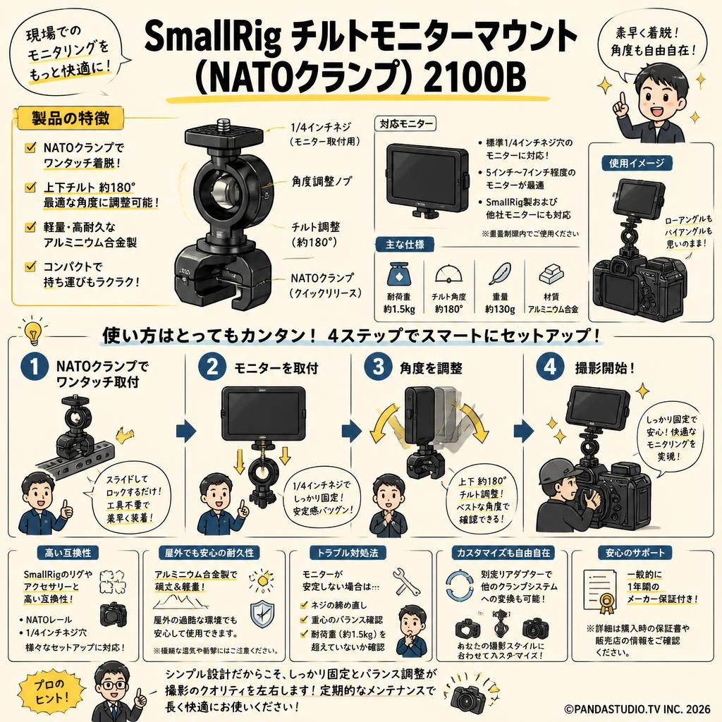 SmallRig Tilt Monitor Mount with NATO Clamp 	2100B FAQ（よくある質問と答え）