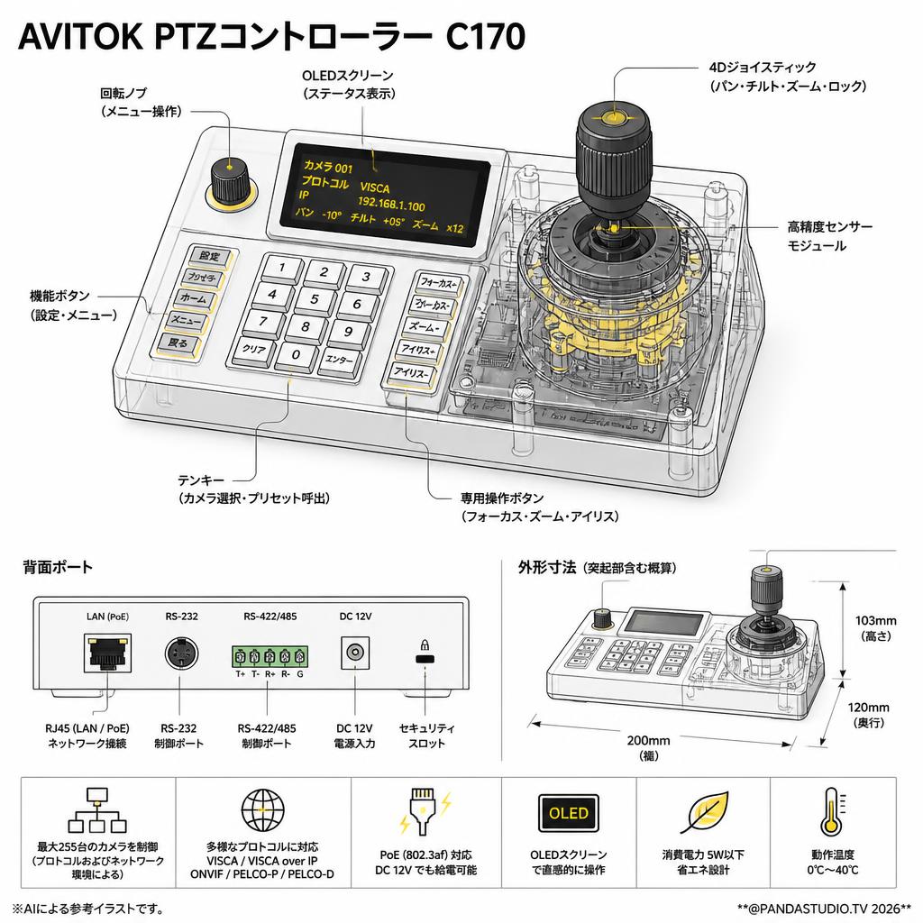 AVITOK PTZコントローラー C170 スペック