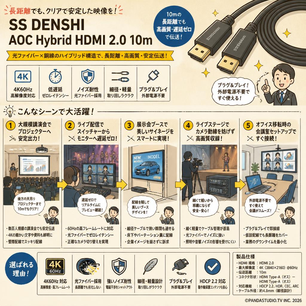 SS DENSHI AOC Hybrid HDMI 2.0 10m 用途