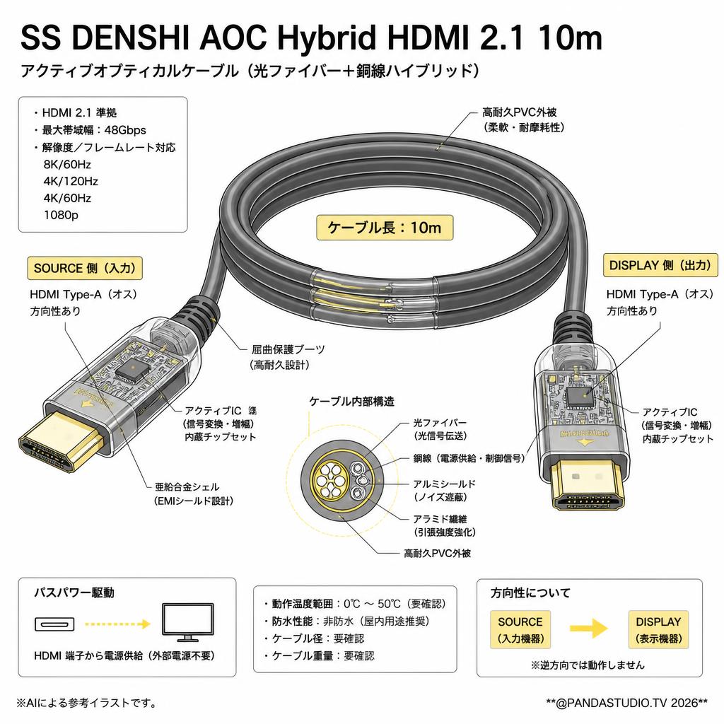 SS DENSHI AOC Hybrid HDMI 2.1 10m スペック