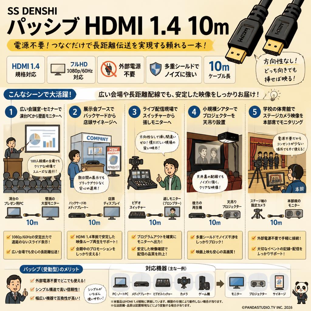 SS DENSHI Passive HDMI 1.4 10m 用途