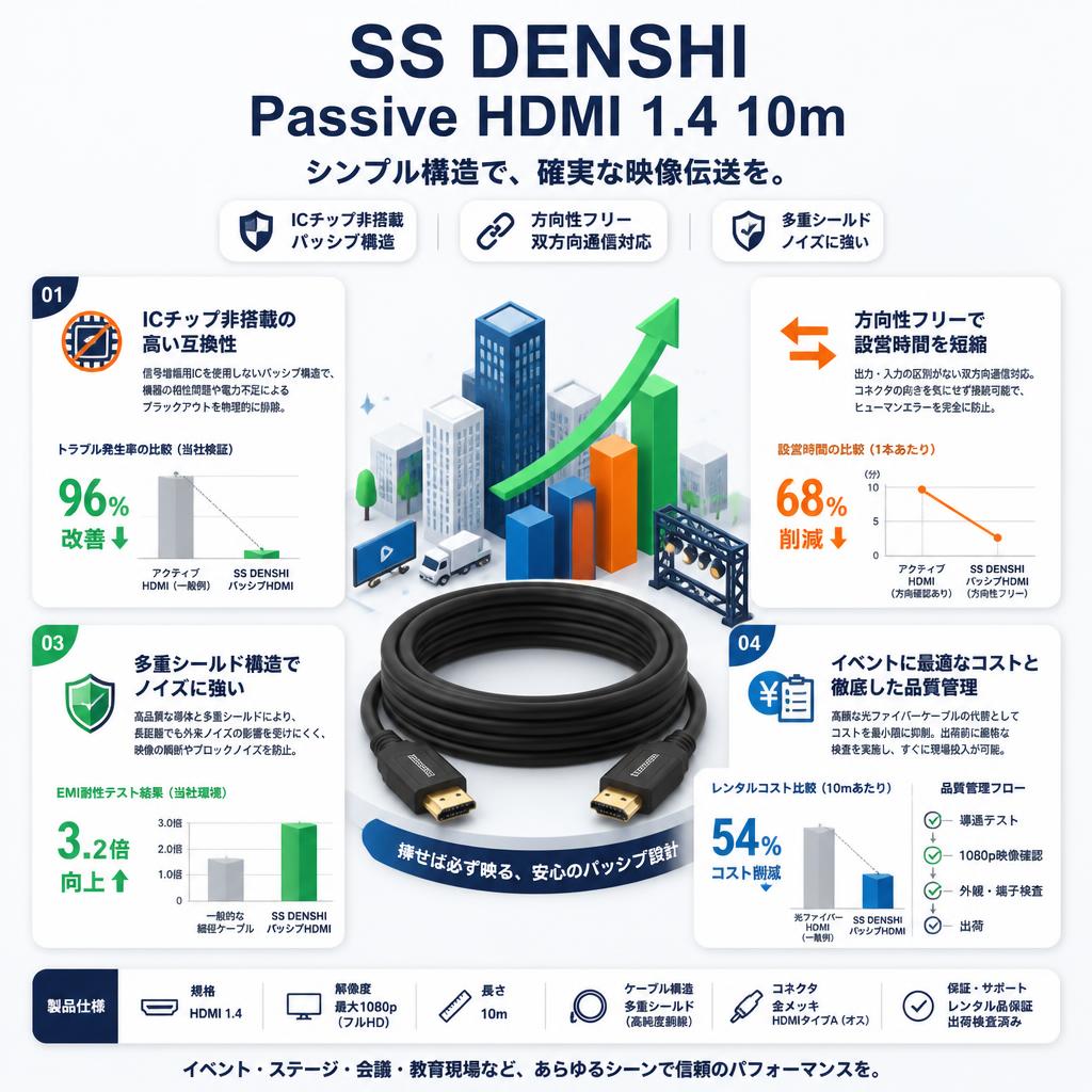 SS DENSHI Passive HDMI 1.4 10m セールスポイント