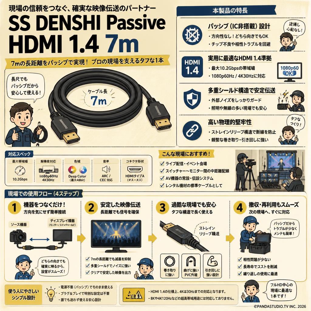 SS DENSHI Passive HDMI 1.4 7m 概要