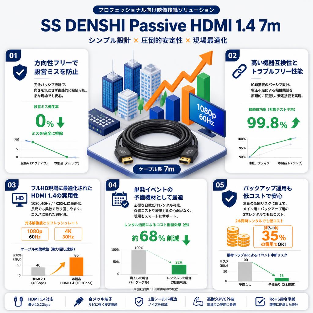 SS DENSHI Passive HDMI 1.4 7m セールスポイント