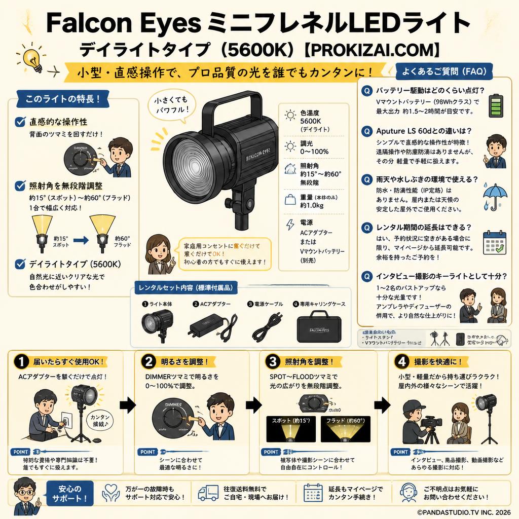 Falcon Eyes ミニフレネルLEDライト デイライトタイプ（5600K）【PROKIZAI.COM】