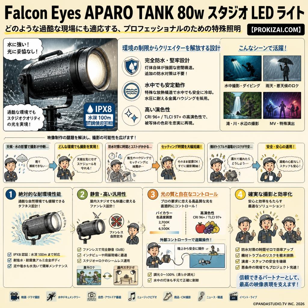 Falcon Eyes APARO TANK 80wスタジオLEDライト【PROKIZAI.COM】 概要