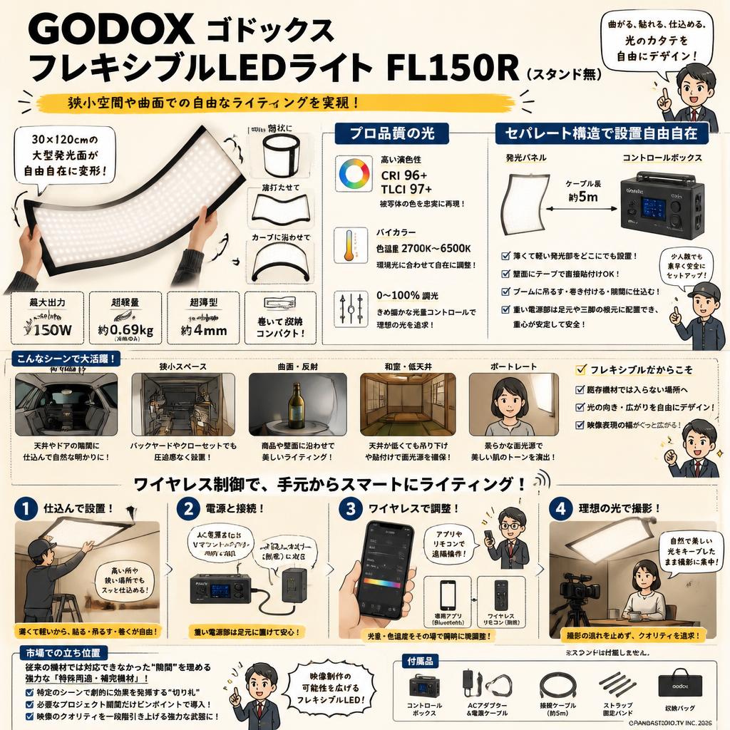 GODOX ゴドックス フレキシブルLEDライト FL150R　（スタンド無） 概要