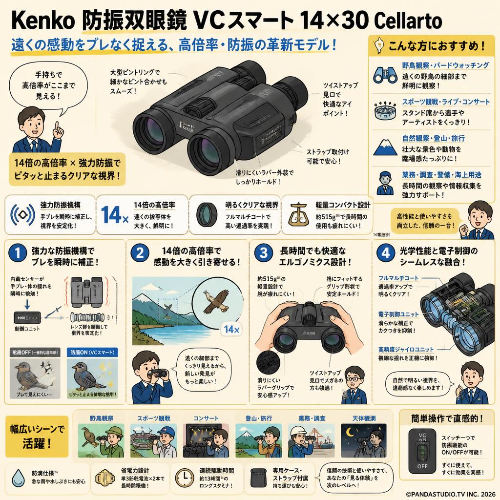 Kenko 防振双眼鏡防 VCスマート 14×30 Cellarto 概要