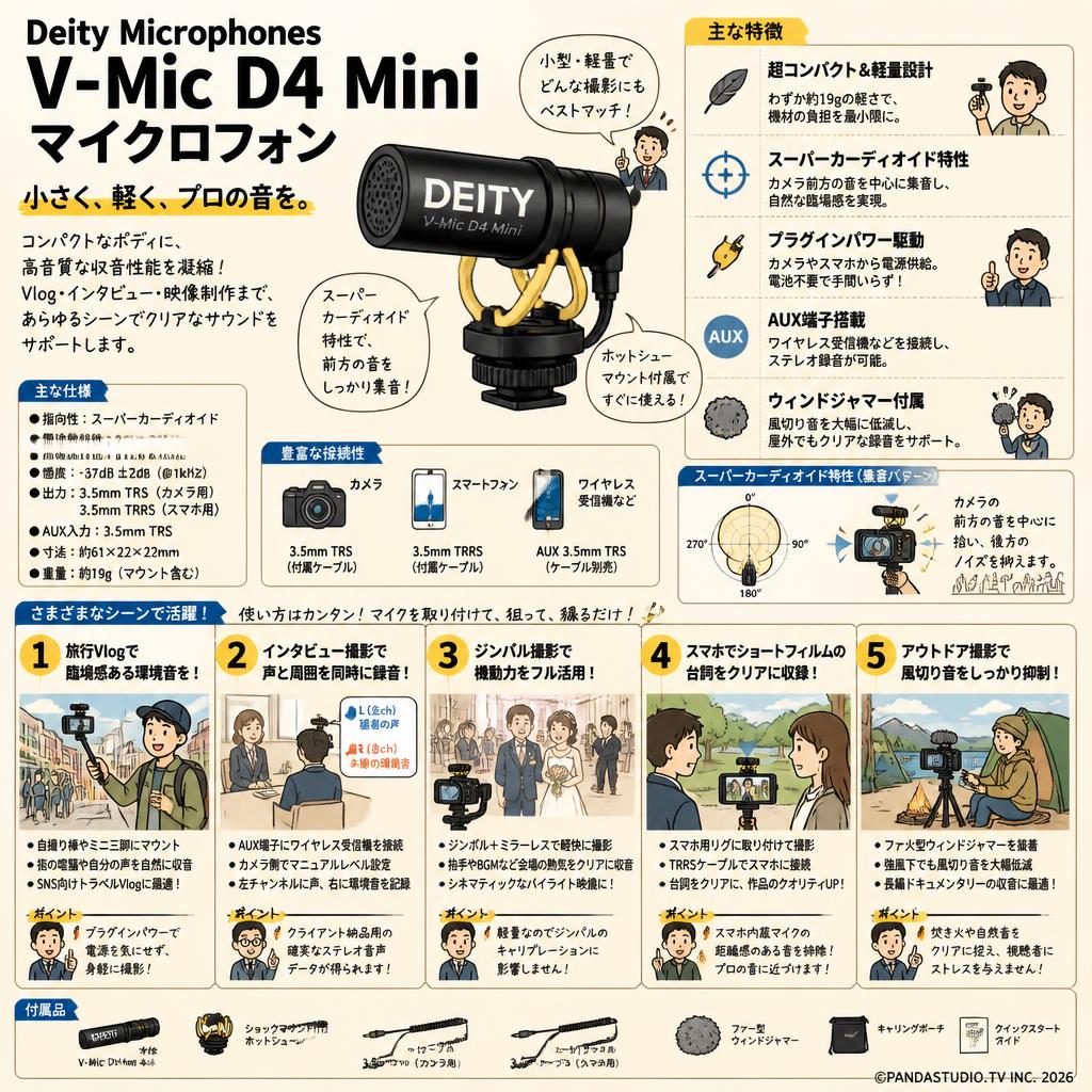 Deity Microphones V-Mic D4 Mini マイクロフォン 用途