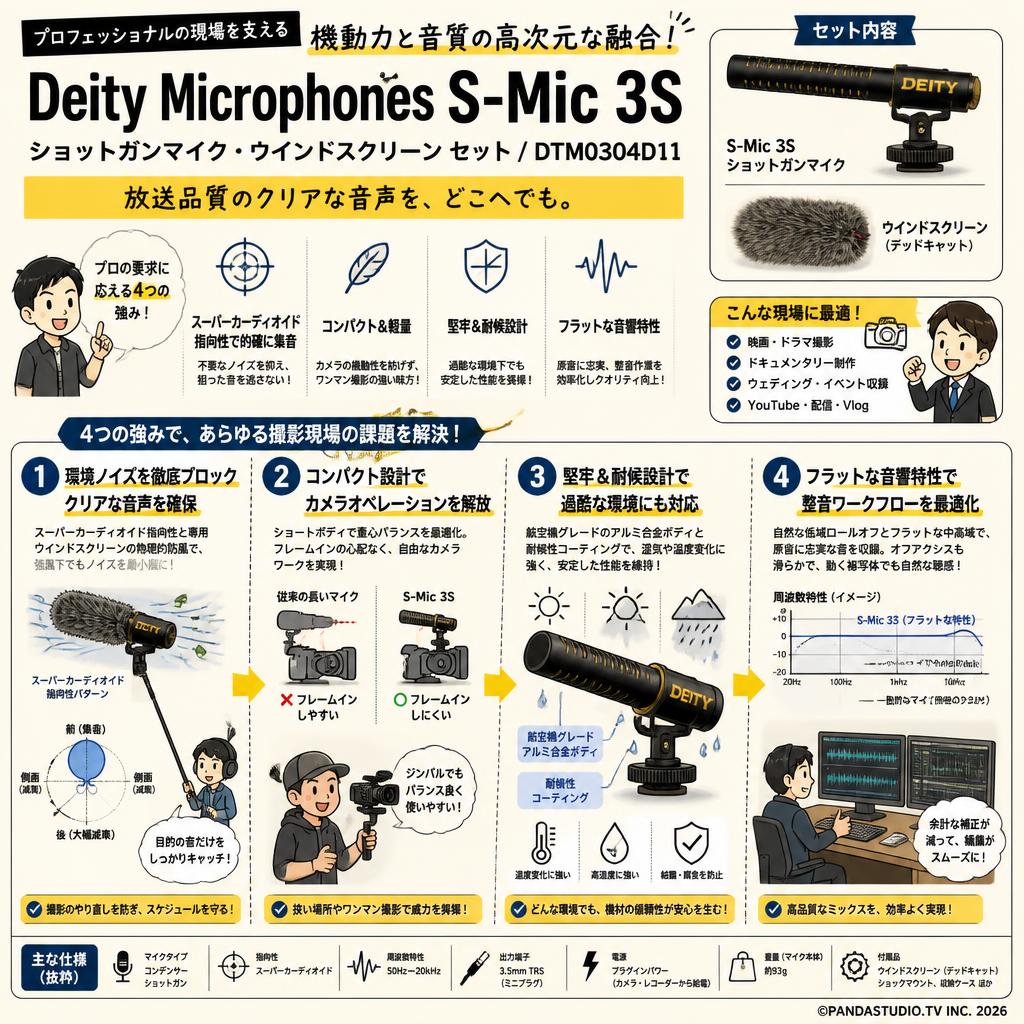 Deity Microphones S-Mic 3S ショットガンマイク・ウインドスクリーン セット / DTM0304D11 概要