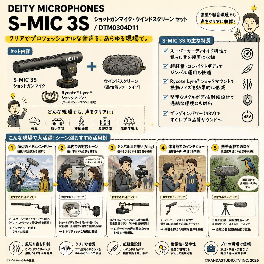 Deity Microphones S-Mic 3S ショットガンマイク・ウインドスクリーン セット / DTM0304D11 用途