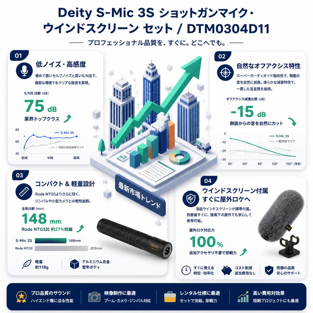Deity Microphones S-Mic 3S ショットガンマイク・ウインドスクリーン セット / DTM0304D11 セールスポイント