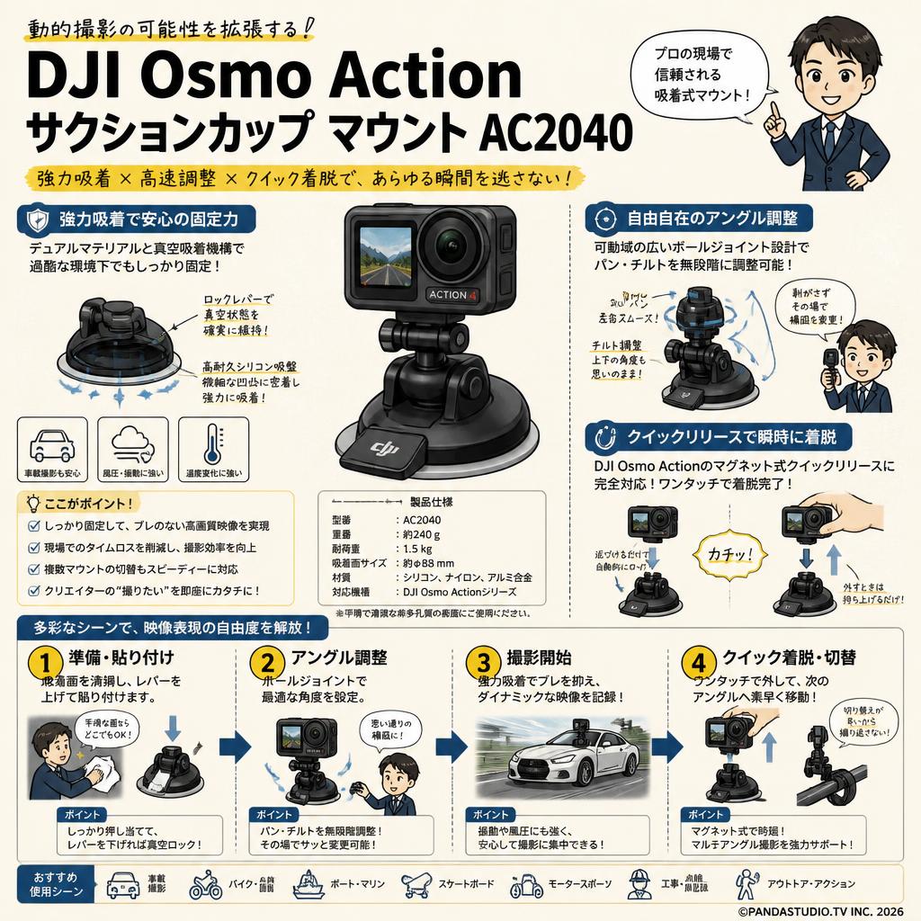 DJI Osmo Action サクションカップ マウント AC2040 概要