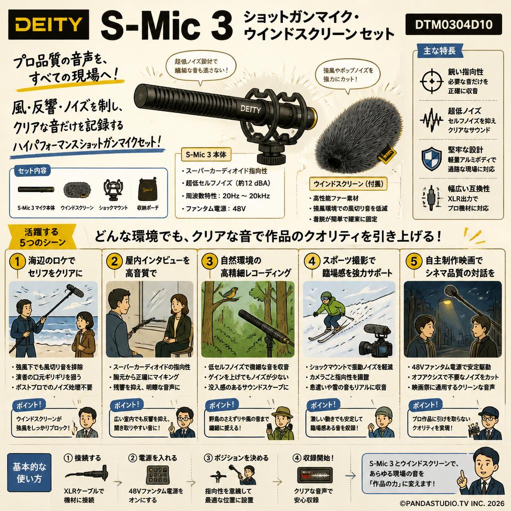 Deity Microphones S-Mic 3 ショットガンマイク・ウインドスクリーン セット / DTM0304D10 用途