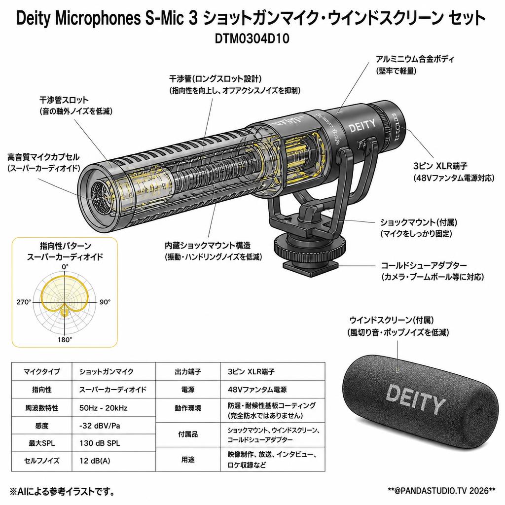 Deity Microphones S-Mic 3 ショットガンマイク・ウインドスクリーン セット / DTM0304D10 スペック